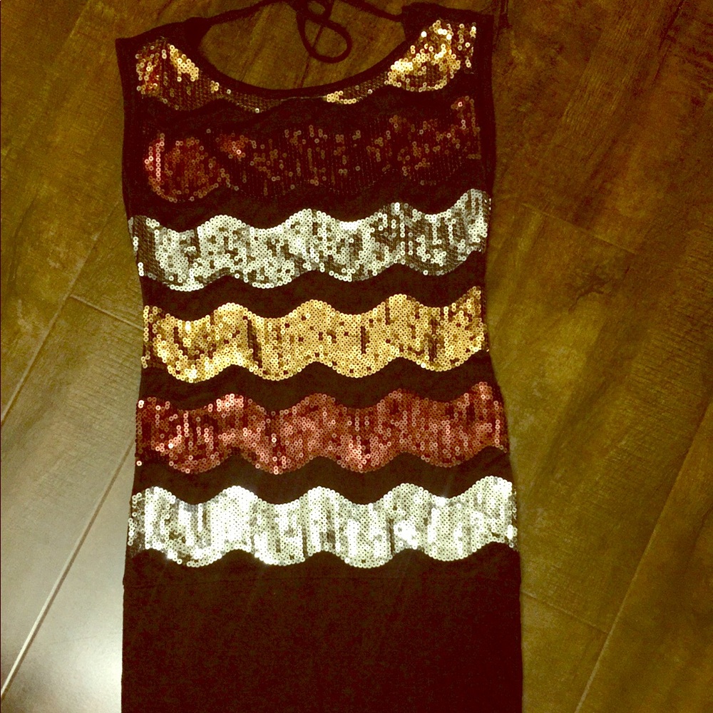 Black dress with sequence on the front